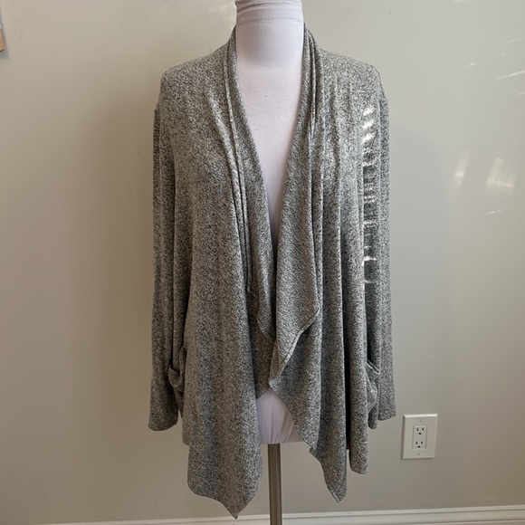 Joseph Ribkoff Heather Gray Open Draped Cardigan - Picture 3 of 8